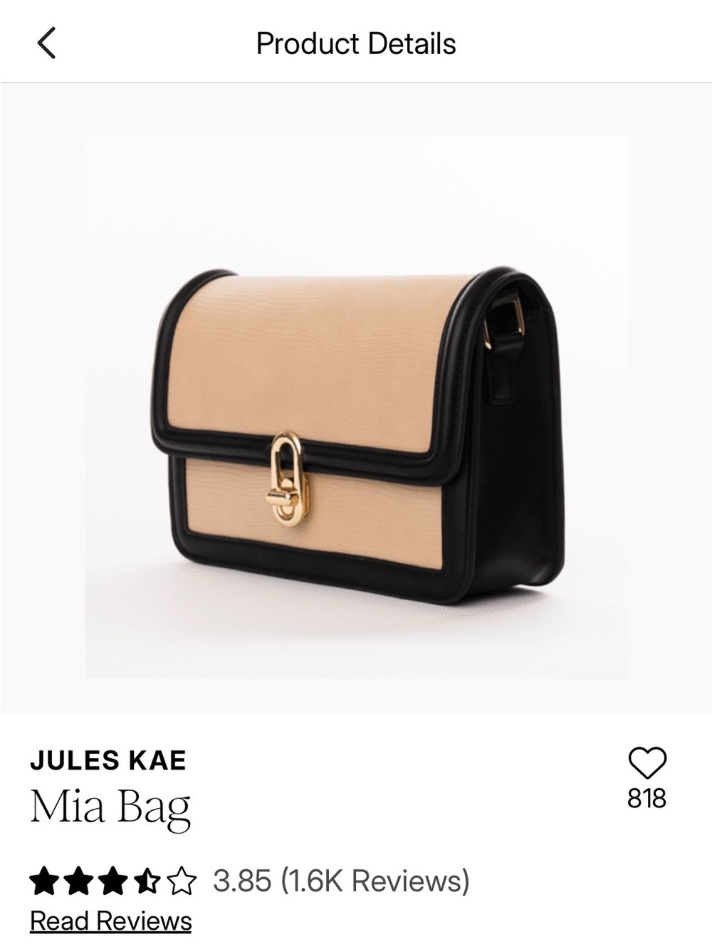 Jules Kae Mia Crossbody Bag in Beige and Black